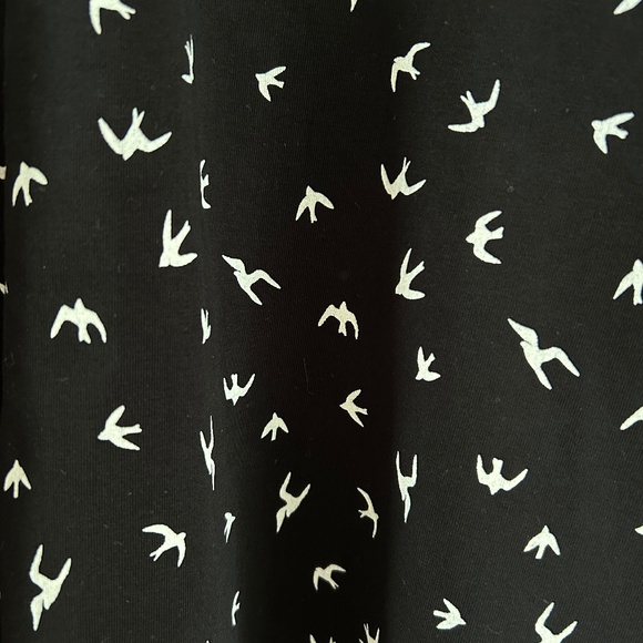 Simons Fit and Flare Sundress Black Bird Pattern Cap Sleeve Scoop Neck Size S - Picture 9 of 13